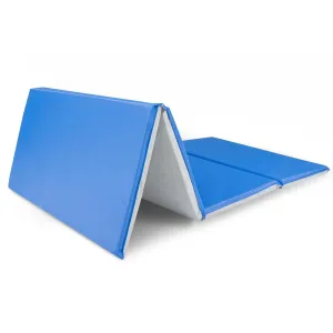 ProSource Four-Fold Kids Rest Mat, 1-inch Thick Sleeping Mats for Kids, Foam Folding Mat for Child Comfort, 45-in - Blue/Grey