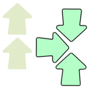 ProTapes Pro Glow Arrows Glow In The Dark Phosphorescent Vinyl Tape, Directional Arrows, 2" Height, 15 mils Thick (1 Bag; 25 Arrows)