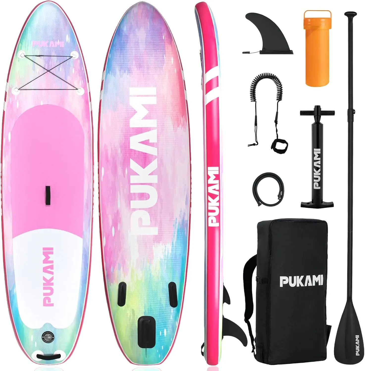 PUKAMI Inflatable Paddle Board for Adults,10.6' Stand Up Paddle Board with Premium SUP Accessories & Carry Bag,Paddle,Pump,Leash,Wide Stable Design,Non-Slip Deck,Surf Control for Youth