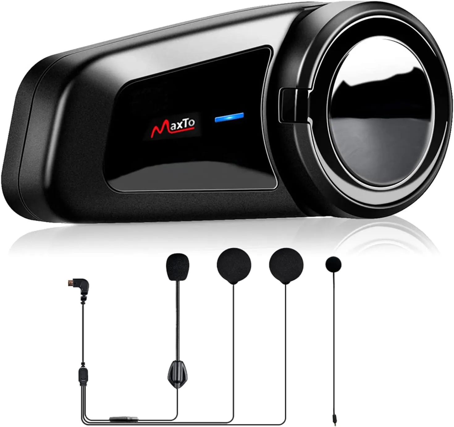 QSPORTPEAK Motorcycle Helmet Bluetooth Intercom Kit, M2 1000M 5.0 Bluetooth Motorcycle Helmet Communication Systems Up to 6 Riders with Noise Cancellation, FM, Hands-Free, Waterproof (1 Pack)