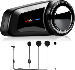 QSPORTPEAK Motorcycle Helmet Bluetooth Intercom Kit, M2 1000M 5.0 Bluetooth Motorcycle Helmet Communication Systems Up to 6 Riders with Noise Cancellation, FM, Hands-Free, Waterproof (1 Pack)
