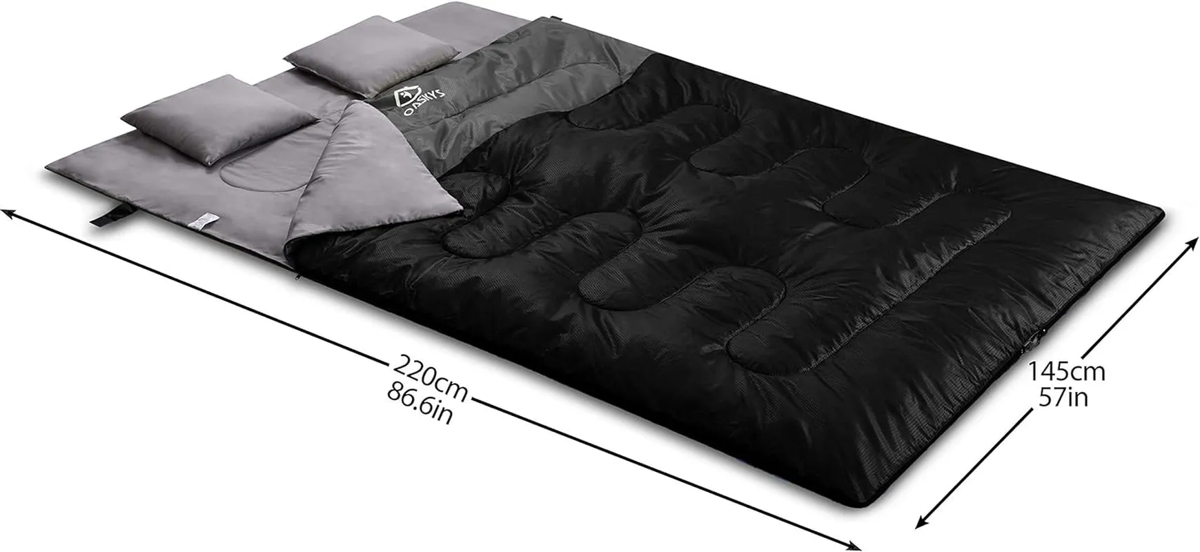 queen size double sleeping bag with pillows - waterproof
