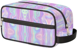 Rainbow Pink Travel Cosmetic Bag,Hanging Makeup Bag,Rainbow Toiletry Bag for Women Girls,Approved Hygiene Bag Waterproof Dopp Kit Organizer for Toiletries Shower Bathroom Carry-on Accessories Gifts