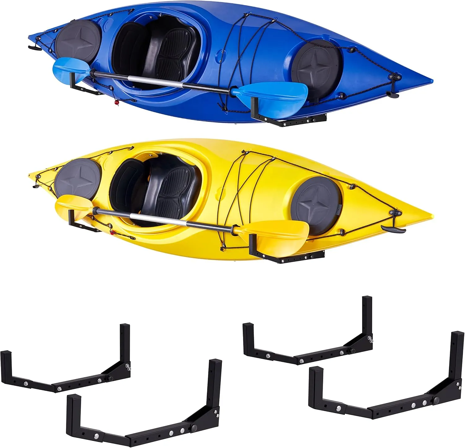 RaxGo Kayak Wall Hanger, Heavy Duty Wall Mounted Kayak Storage Rack Hooks for Kayak’s & Canoe’s, Indoor, Outdoor, Garage, Adjustable Length