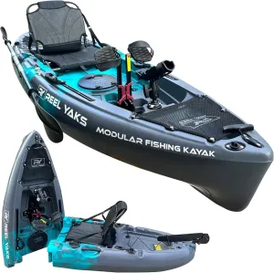 Reel Yaks Raptor Modular Fishing Kayak - 9.5ft Lightweight Sit On Top Kayak for Adults & Youth - Stable & Portable, Ideal Space-Saving Design for Travel - 380lbs Capacity