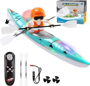 Remote Control Boat for Kids 6-12: Rc Speedboat Toy with Led Lights - Smart Water Sensor Auto On/Off, Dual Modes 2.4ghz Remote Boat for Pool Lake Bath Fun - Gift for Kids Ages 6-12 ，Blue