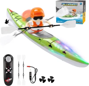 Remote Control Boat for Kids 6-12: Rc Speedboat Toy with Led Lights - Smart Water Sensor Auto On/Off, Dual Modes 2.4ghz Remote Boat for Pool Lake Bath Fun - Gift for Kids Ages 6-12 ，Green