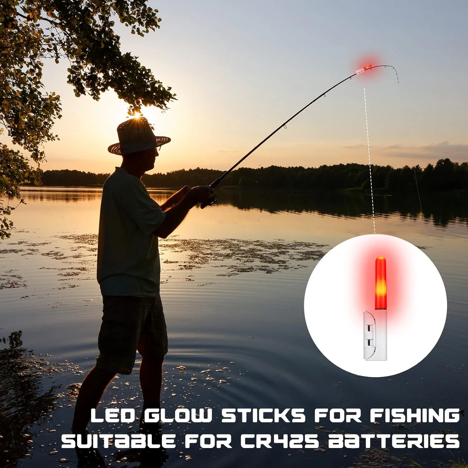 Retisee 9 Pcs 2.5 Inch Fishing Glow Sticks LED Fishing Pole Light Night Fish Strike Alert Glow Stick Bite Alarm Night Fish Rod Waterproof Luminous Rod