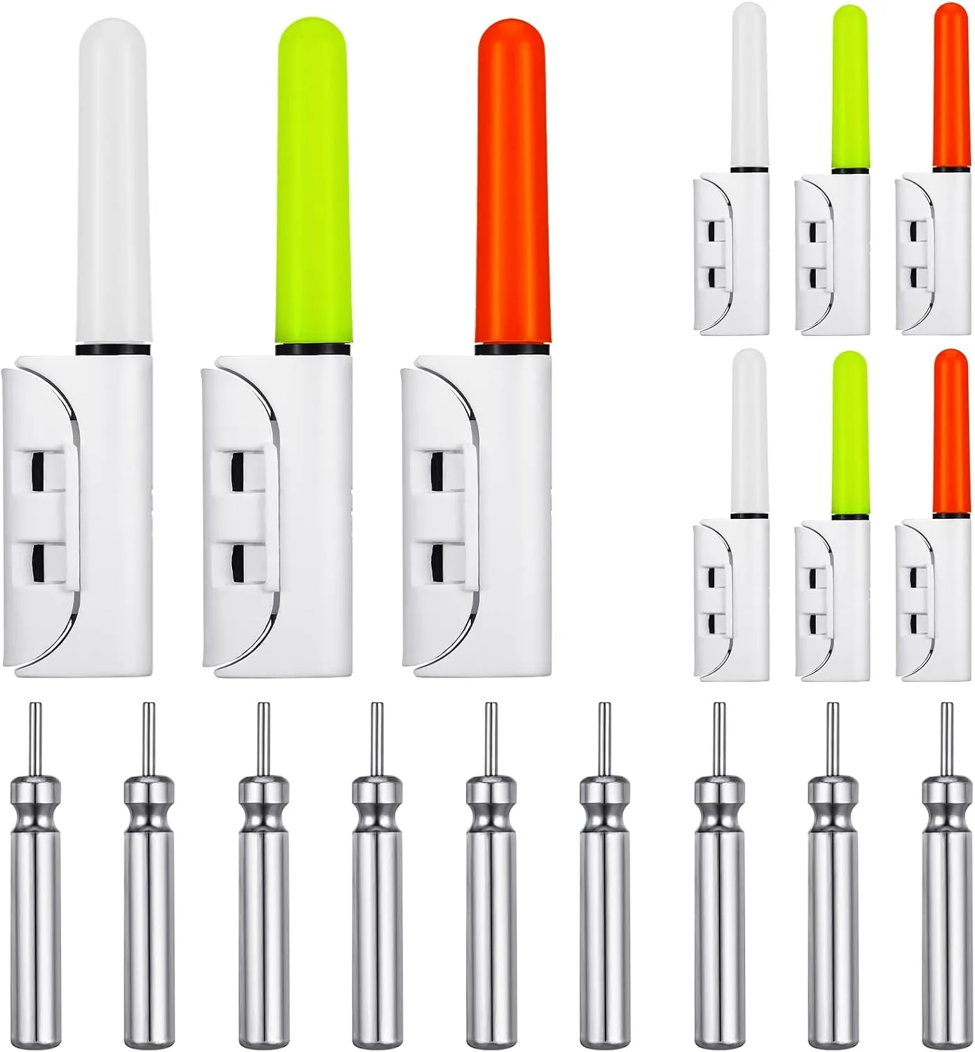 Retisee 9 Pcs 2.5 Inch Fishing Glow Sticks LED Fishing Pole Light Night Fish Strike Alert Glow Stick Bite Alarm Night Fish Rod Waterproof Luminous Rod