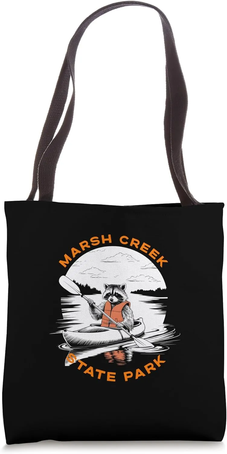 Retro Marsh Creek State Park Pennsylvania Kayaking Raccoon Tote Bag