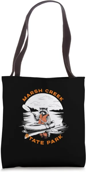 Retro Marsh Creek State Park Pennsylvania Kayaking Raccoon Tote Bag