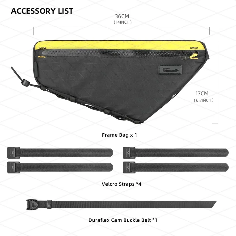 Rhinowalk BHD0018 Bike Frame Triangle Bag 2.9L, Waterproof Storage Bag with YKK Zippers, Cable Port & Pump Holder, Fits Hydration Pack – Black