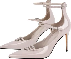 richealnini Mary Jane Shoes for Women Sexy Pointed Toe Stiletto High Heels Pumps Wedding Dress