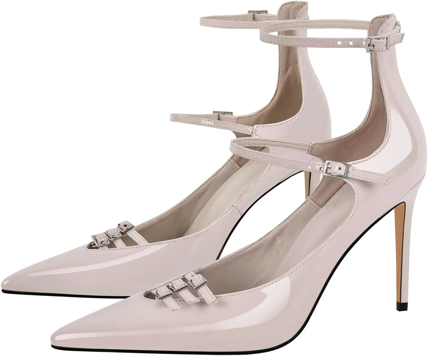 richealnini Mary Jane Shoes for Women Sexy Pointed Toe Stiletto High Heels Pumps Wedding Dress