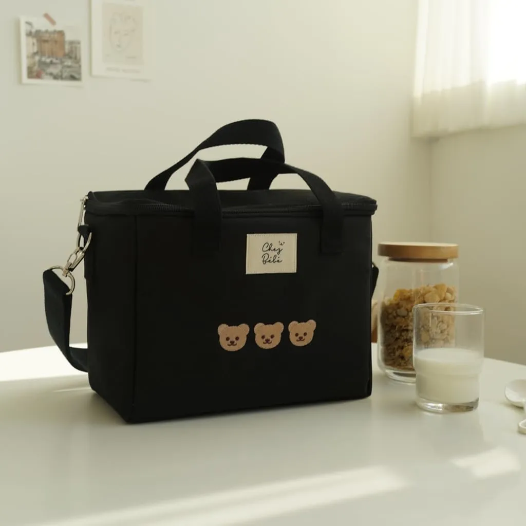 RICHTRUE Kawaii Lunch Bag for Girls Lunch Box Insulated Cute Lunch Bags for Women Insulated Lunch Box for Kids (Black)