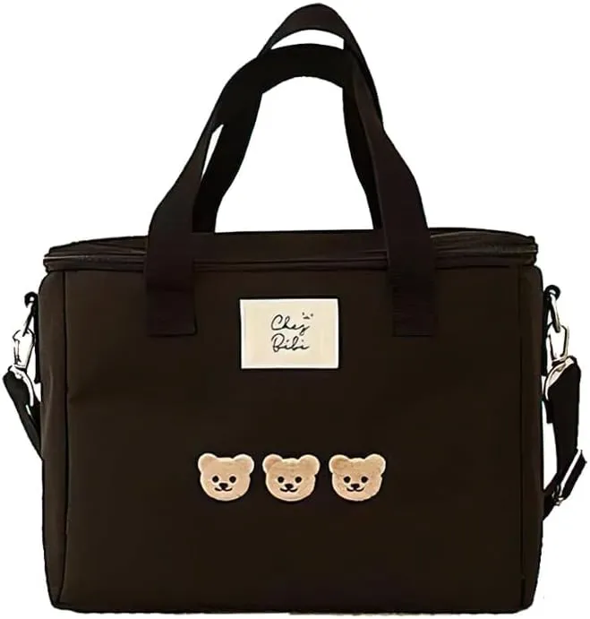 RICHTRUE Kawaii Lunch Bag for Girls Lunch Box Insulated Cute Lunch Bags for Women Insulated Lunch Box for Kids (Black)