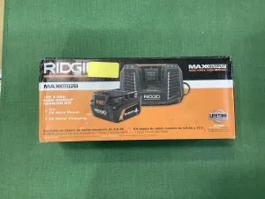 RIDGID 18V Lithium-Ion MAX Output 4.0 Ah Battery and Charger Starter Kit