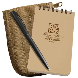 Rite in the Rain 935T-KIT, All-Weather Universal 76mm x 127mm Kit, Tan Cordura Fabric Cover, Black All Weather Pen