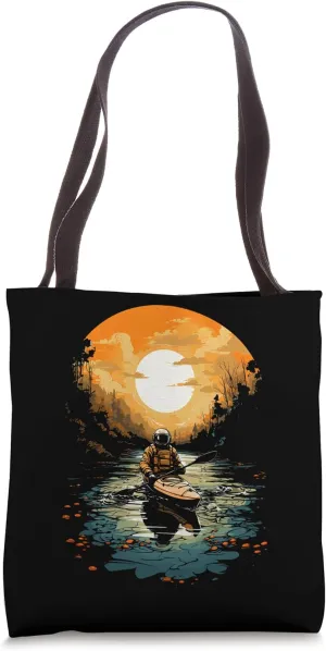 River Spaceman Astronaut in Kayak for Kayakers & Paddlers Tote Bag