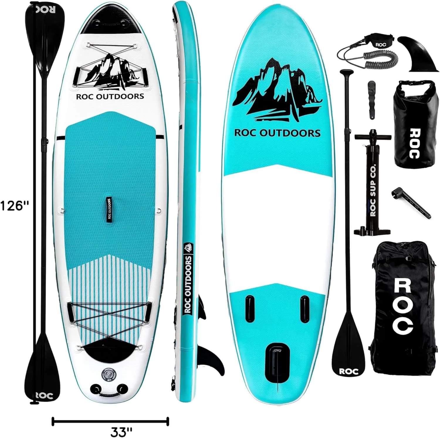 Roc Inflatable Stand Up Paddle Boards 10 ft 6 in with Premium SUP Paddle Board Accessories, Wide Stable Design, Non-Slip Comfort Deck for Youth & Adults