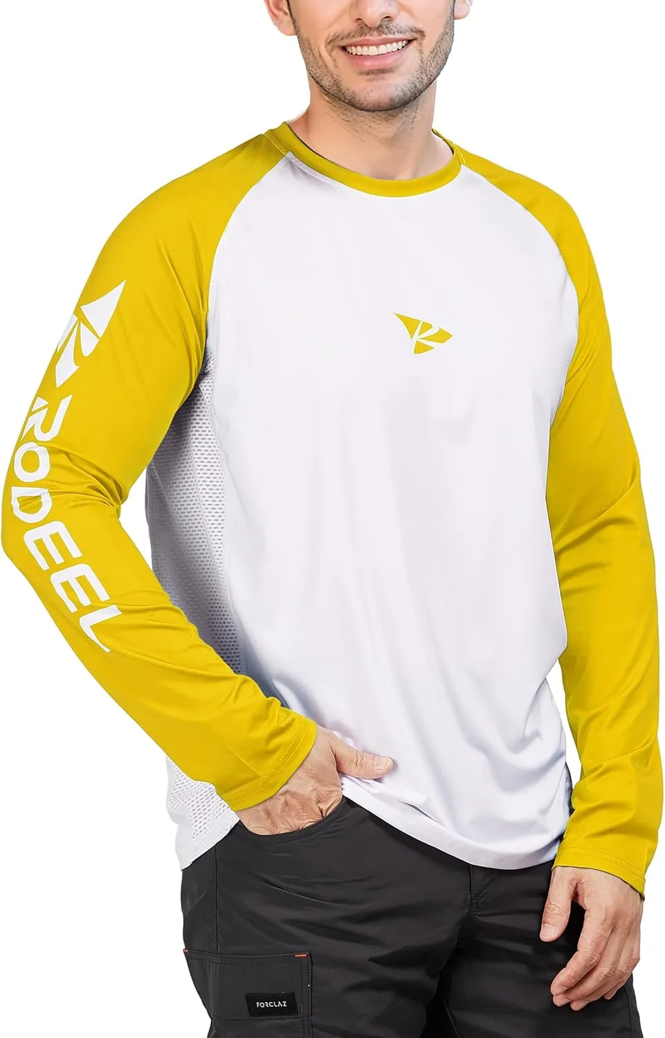 Rodeel Men's Fishing Shirts for Men Long Sleeve Wicking Fabric UPF 50 Sun Protection Performance Shirt