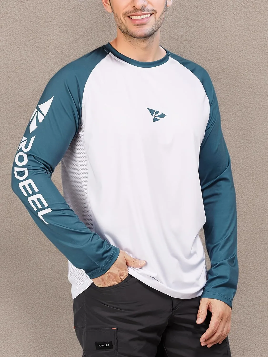 Rodeel Men's Fishing Shirts for Men Long Sleeve Wicking Fabric UPF 50 Sun Protection Performance Shirt
