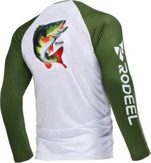 Rodeel Men's Fishing Shirts for Men Long Sleeve Wicking Fabric UPF 50 Sun Protection Performance Shirt