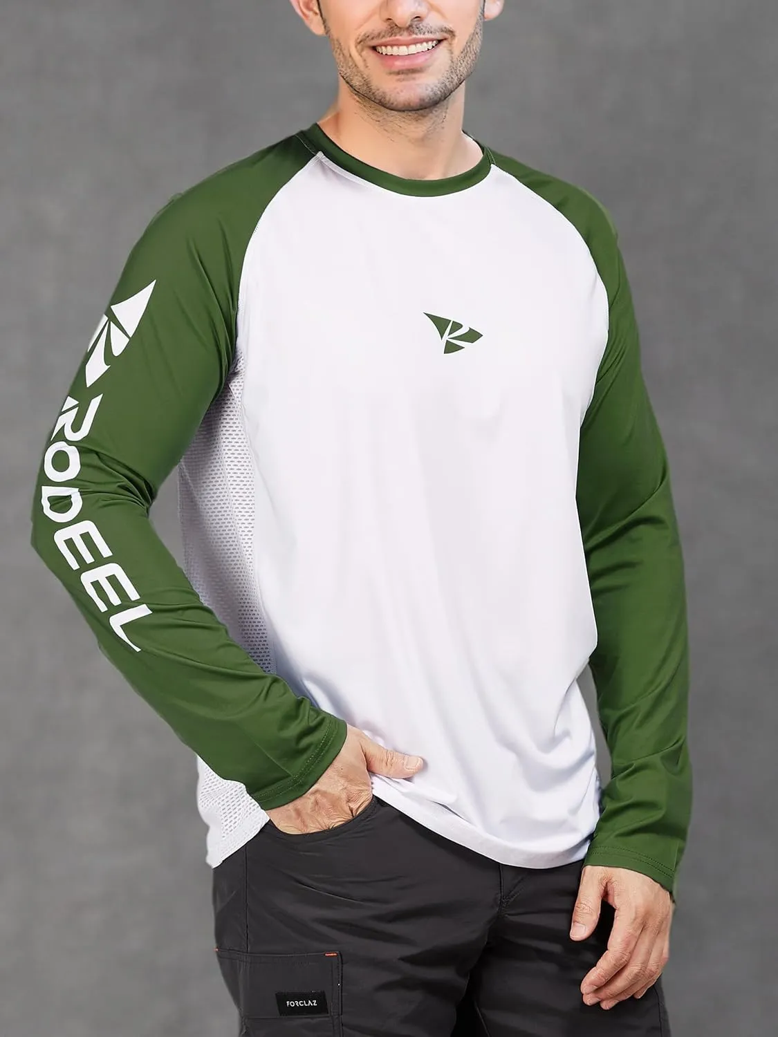Rodeel Men's Fishing Shirts for Men Long Sleeve Wicking Fabric UPF 50 Sun Protection Performance Shirt