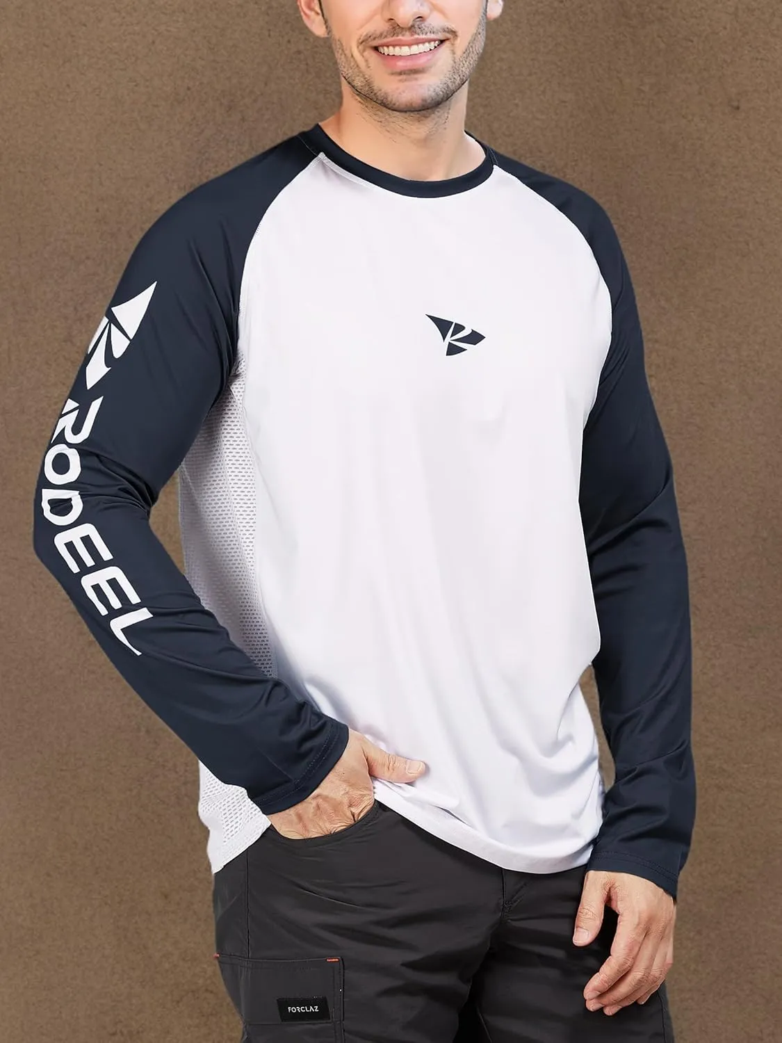 Rodeel Men's Fishing Shirts for Men Long Sleeve Wicking Fabric UPF 50 Sun Protection Performance Shirt
