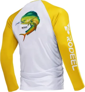 Rodeel Men's Fishing Shirts for Men Long Sleeve Wicking Fabric UPF 50 Sun Protection Performance Shirt