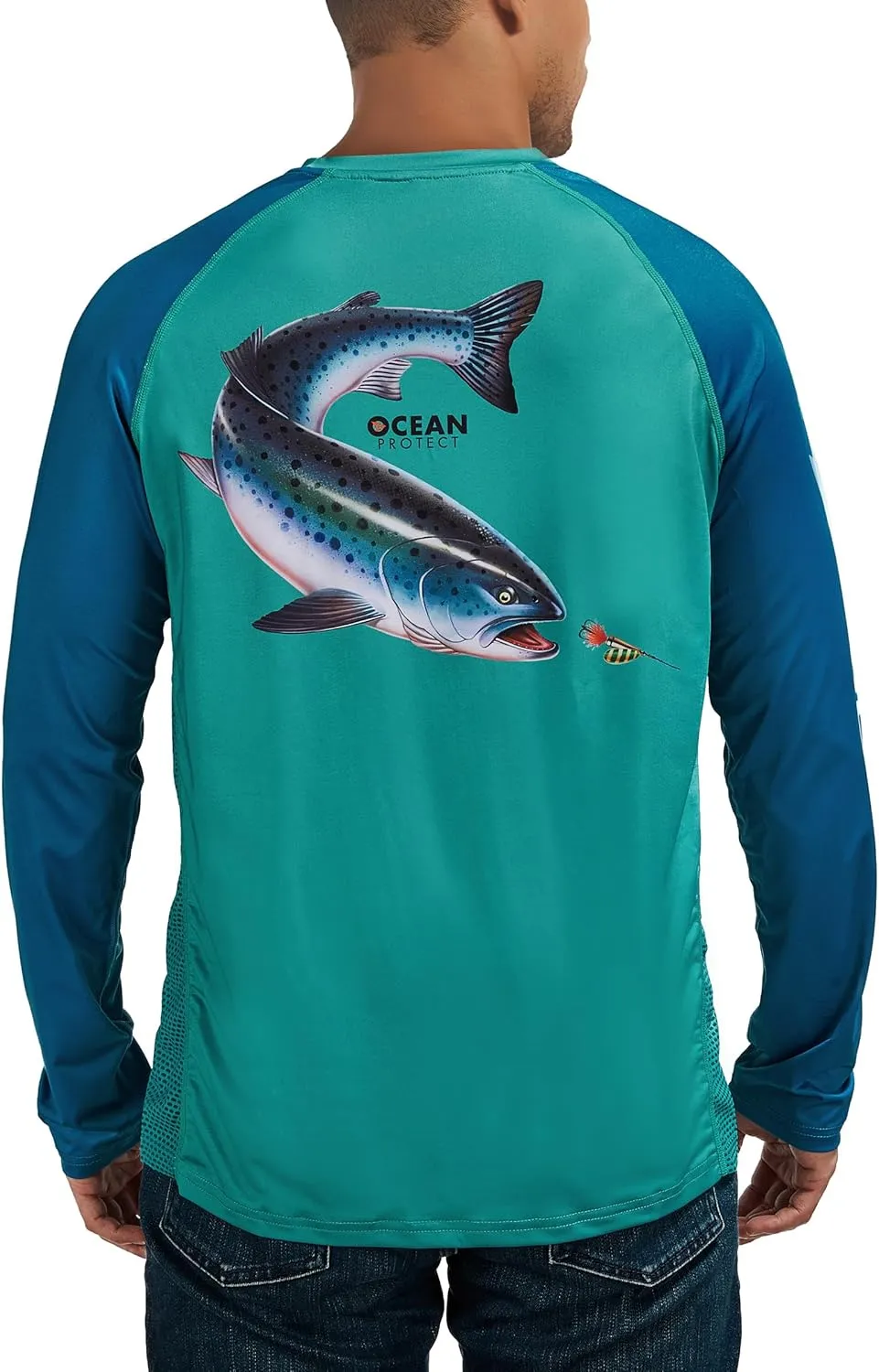 Rodeel Men's Fishing Shirts for Men Long Sleeve Wicking Fabric UPF 50 Sun Protection Performance Shirt