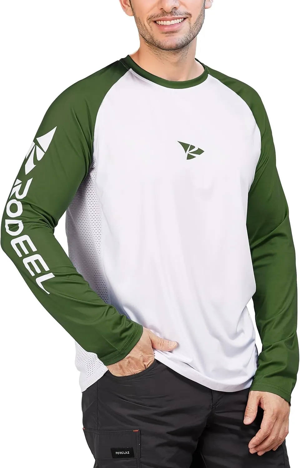 Rodeel Men's Fishing Shirts for Men Long Sleeve Wicking Fabric UPF 50 Sun Protection Performance Shirt