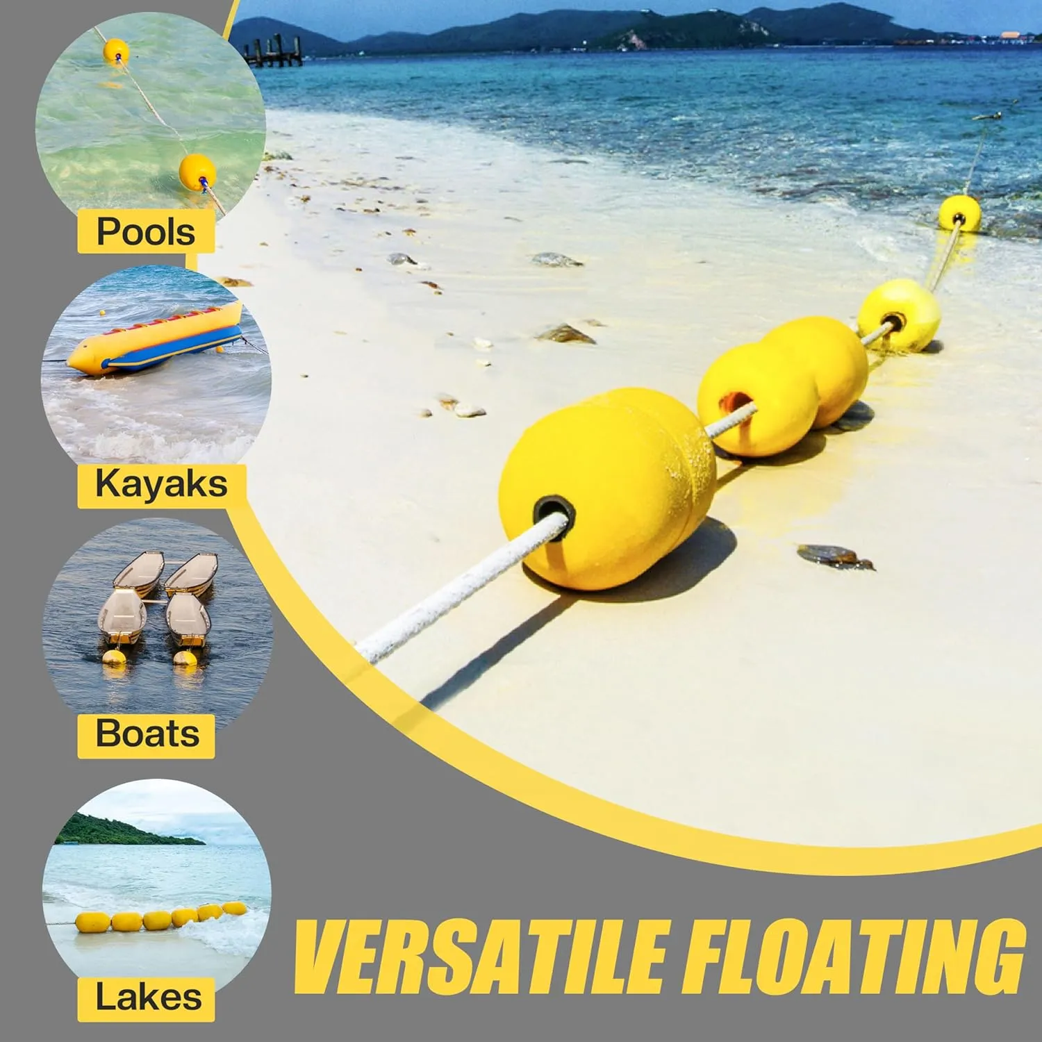 Rope Floats Marine Buoy Floats Deep Water Float Fishing Marker Buoys Anchor Float for Boats Swimming Kayak Crabbing Trail Dock Pool