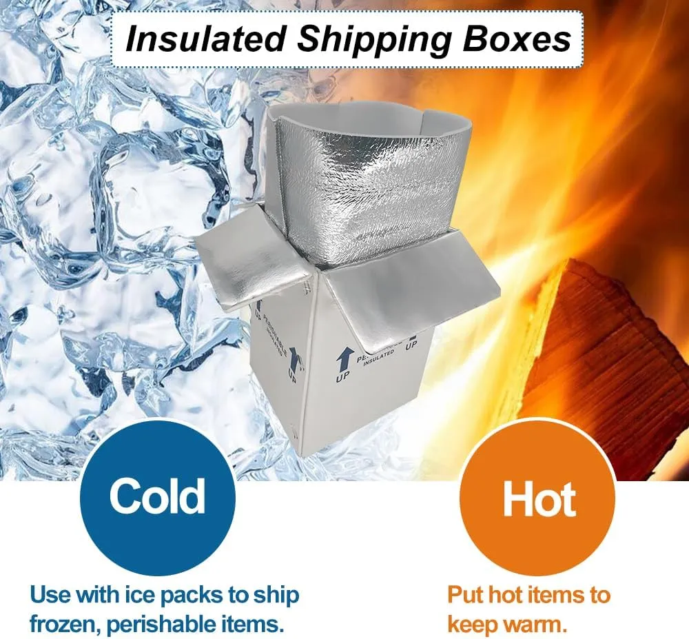 ROTCH Insulated Shipping Boxes with Liners, 8 Pack 7x6x10'', Small Cold Shipping Box Coolers for Perishable Frozen Food, White (T7610-8L-W)