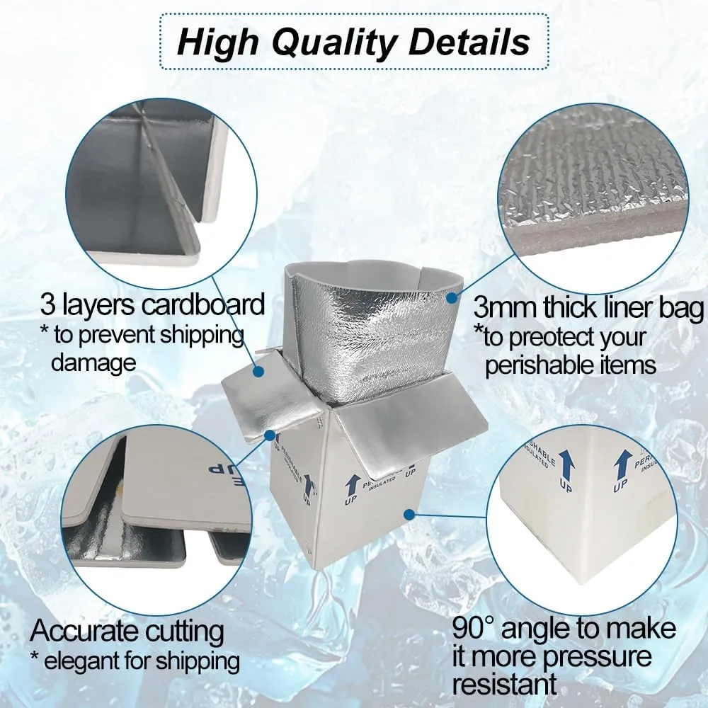 ROTCH Insulated Shipping Boxes with Liners, 8 Pack 7x6x10'', Small Cold Shipping Box Coolers for Perishable Frozen Food, White (T7610-8L-W)