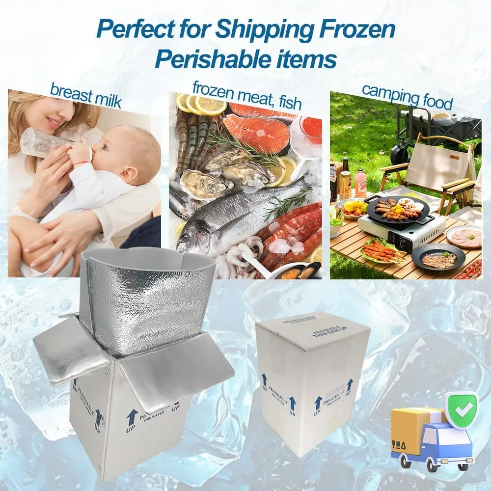 ROTCH Insulated Shipping Boxes with Liners, 8 Pack 7x6x10'', Small Cold Shipping Box Coolers for Perishable Frozen Food, White (T7610-8L-W)