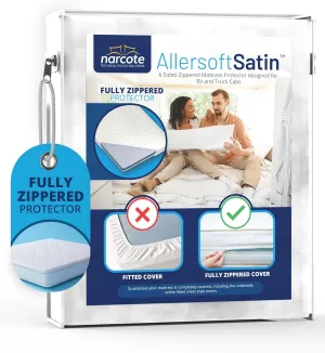 RV 6 Sided Zippered Mattress Protector with Secure Locking Zipper for 66x80 Olympic Queen. Creates a Natural Seal Around Your Mattress from Dust, Pet Dander, Pollen, Liquids & More. Oeko-Tex Certified