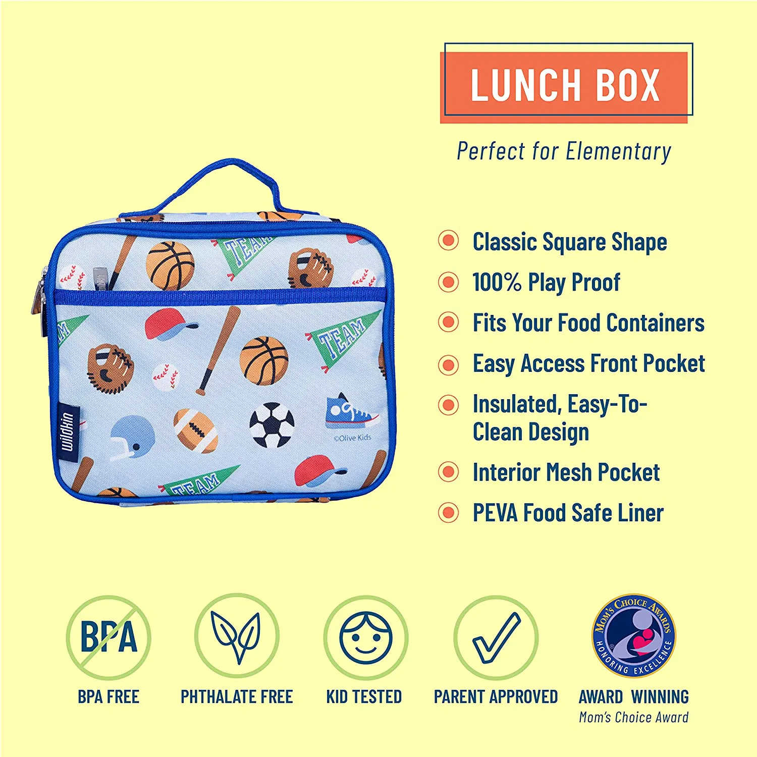Rynx | Wildkin Kids Insulated Lunch Box for Boys and Girls, Perfect Size for Packing Warm or Cold Snacks for School and Travel, Mom's Choice Award Winner, BPA-free, Olive Kids (Dinosaur Land)