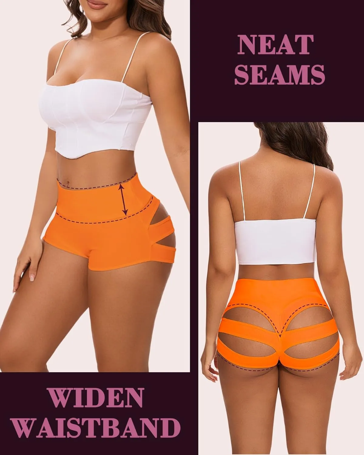Scrunch Booty Shorts for Women V Back High Waisted Yoga Shorts Cut Out Rave Bottoms Butt Lifting Short Mini Hot Pants