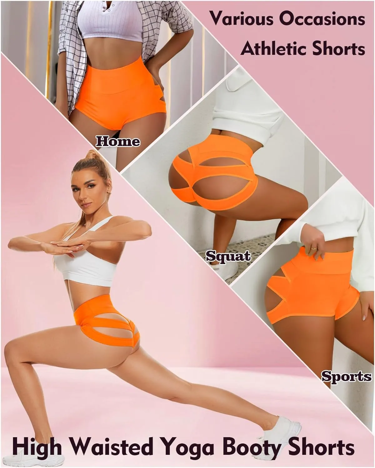 Scrunch Booty Shorts for Women V Back High Waisted Yoga Shorts Cut Out Rave Bottoms Butt Lifting Short Mini Hot Pants
