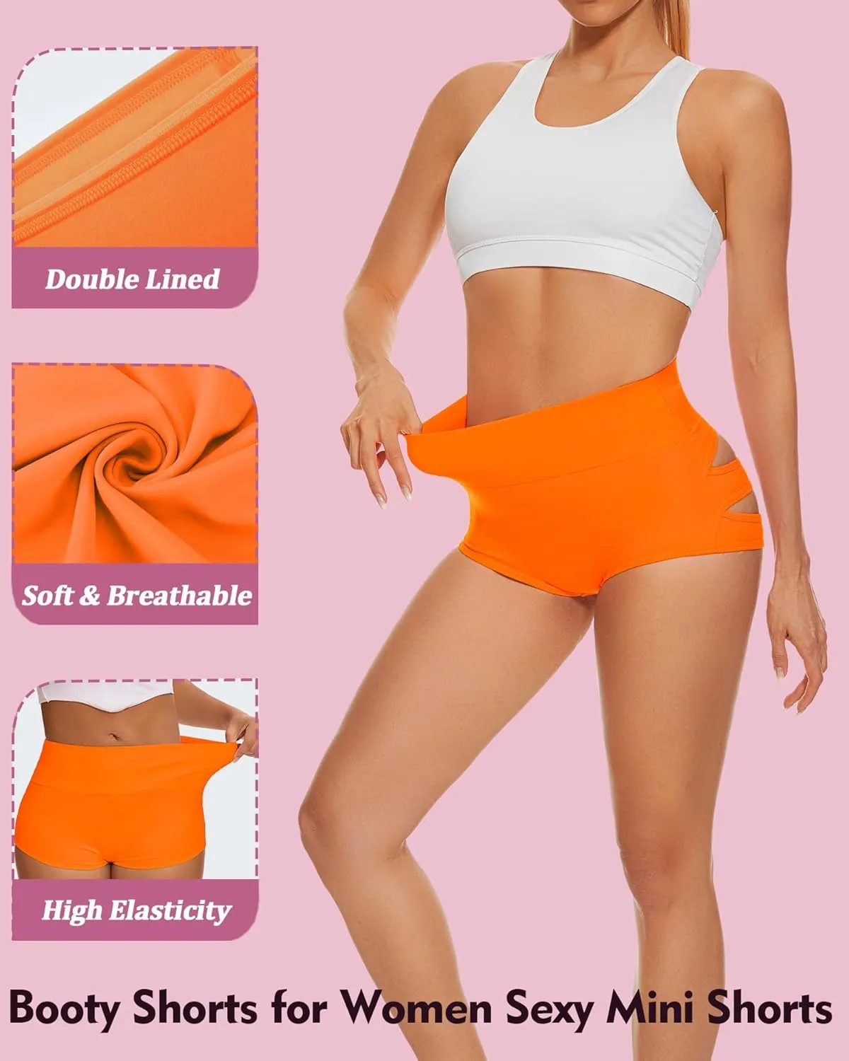 Scrunch Booty Shorts for Women V Back High Waisted Yoga Shorts Cut Out Rave Bottoms Butt Lifting Short Mini Hot Pants