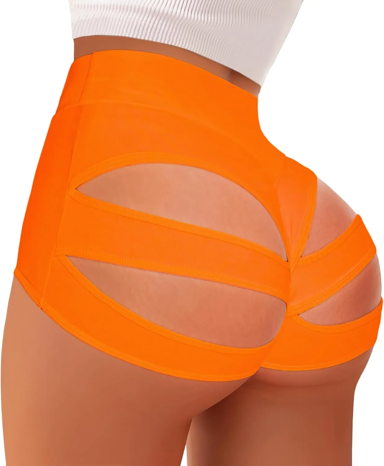 Scrunch Booty Shorts for Women V Back High Waisted Yoga Shorts Cut Out Rave Bottoms Butt Lifting Short Mini Hot Pants