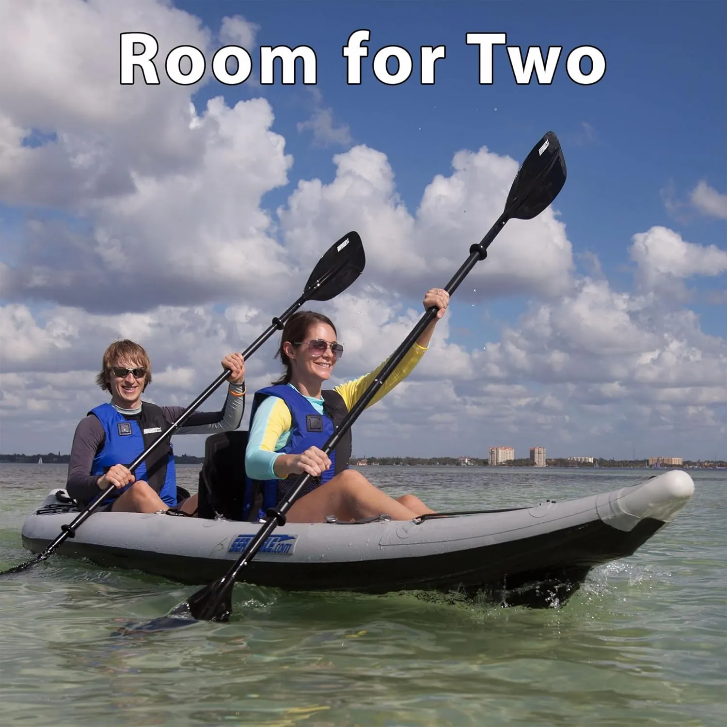 Sea Eagle 385FT Fasttrack Inflatable Kayak 12'6" 1-3 Person Touring Kayak, Rigid External keel, Smoother Paddling Experience-Light Weight