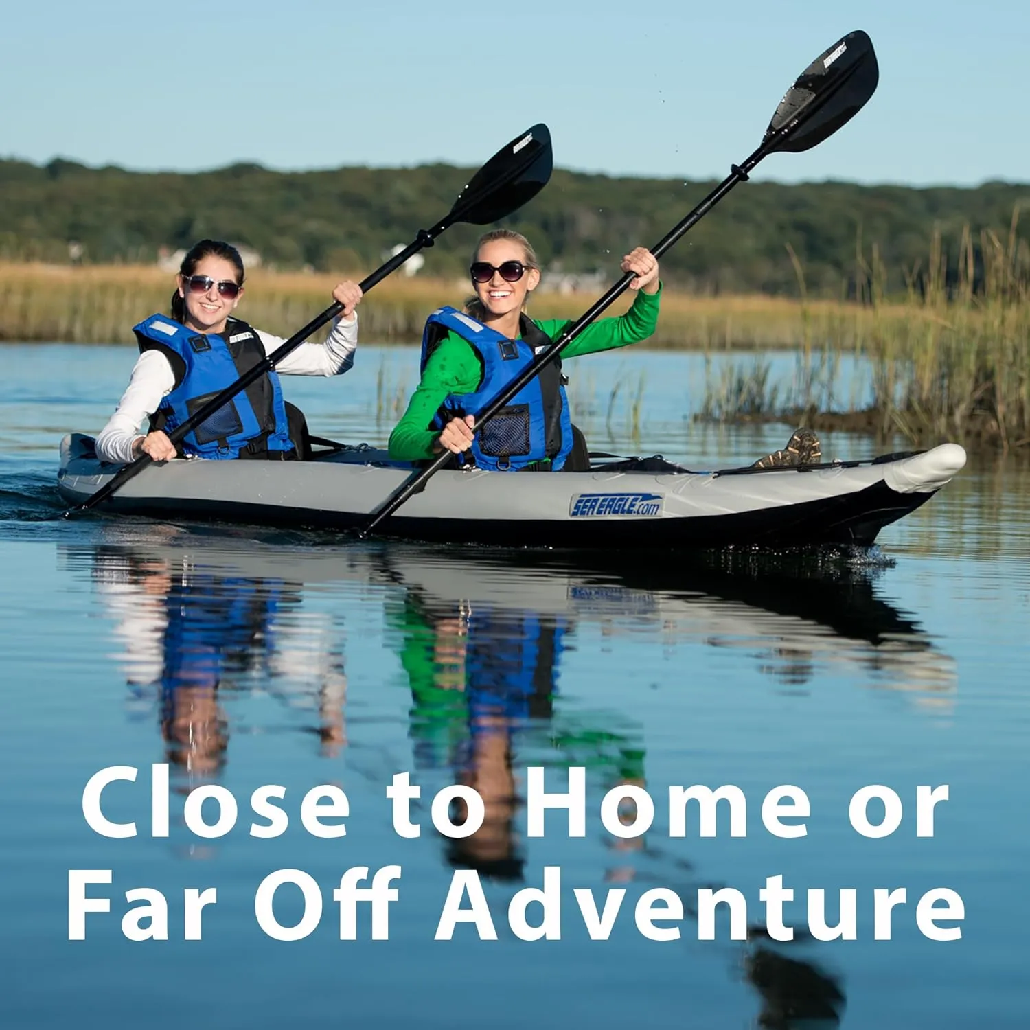 Sea Eagle 385FT Fasttrack Inflatable Kayak 12'6" 1-3 Person Touring Kayak, Rigid External keel, Smoother Paddling Experience-Light Weight