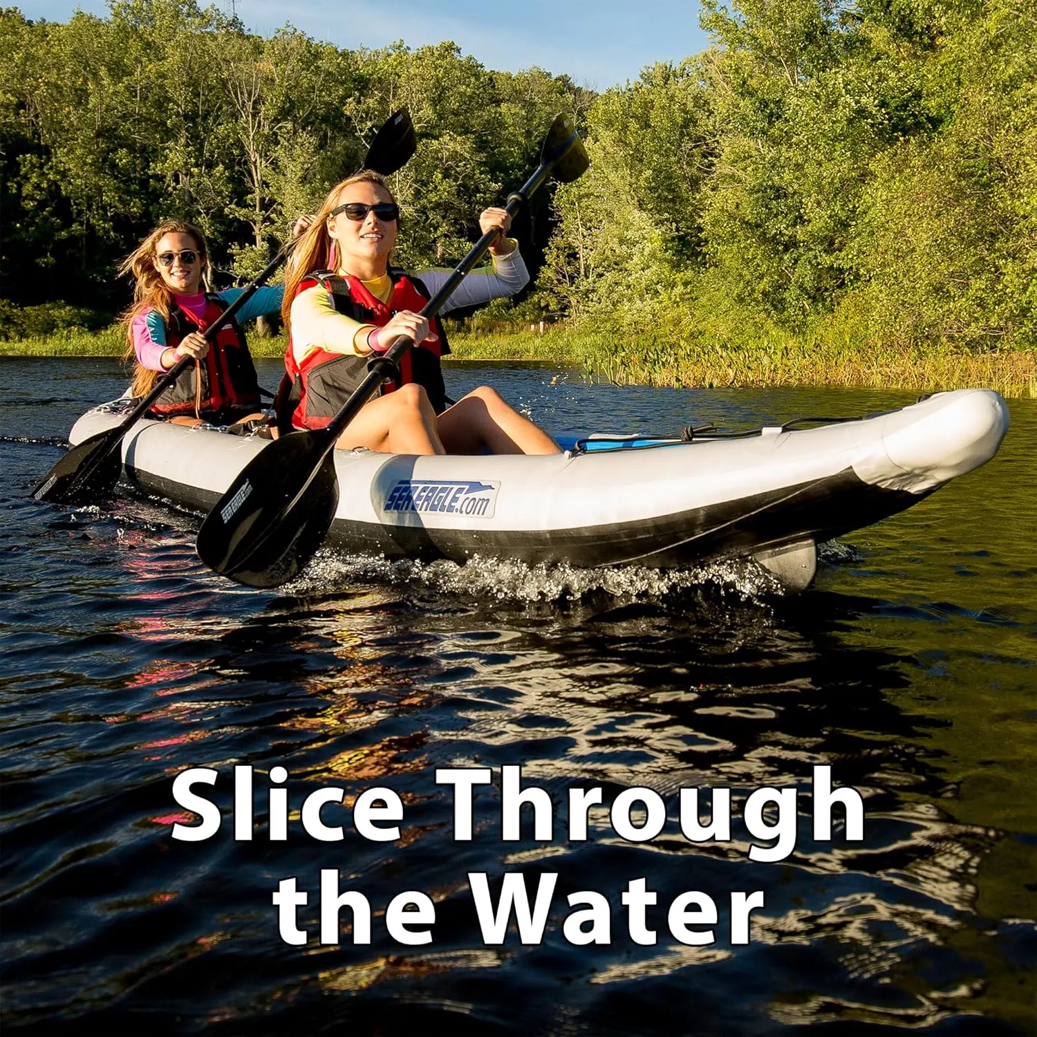 Sea Eagle 465FT FastTrack Inflatable Kayak 15'3" 1-3 Person Touring Kayak, Rigid External keel, Smoother Paddling Experience, Light Weight