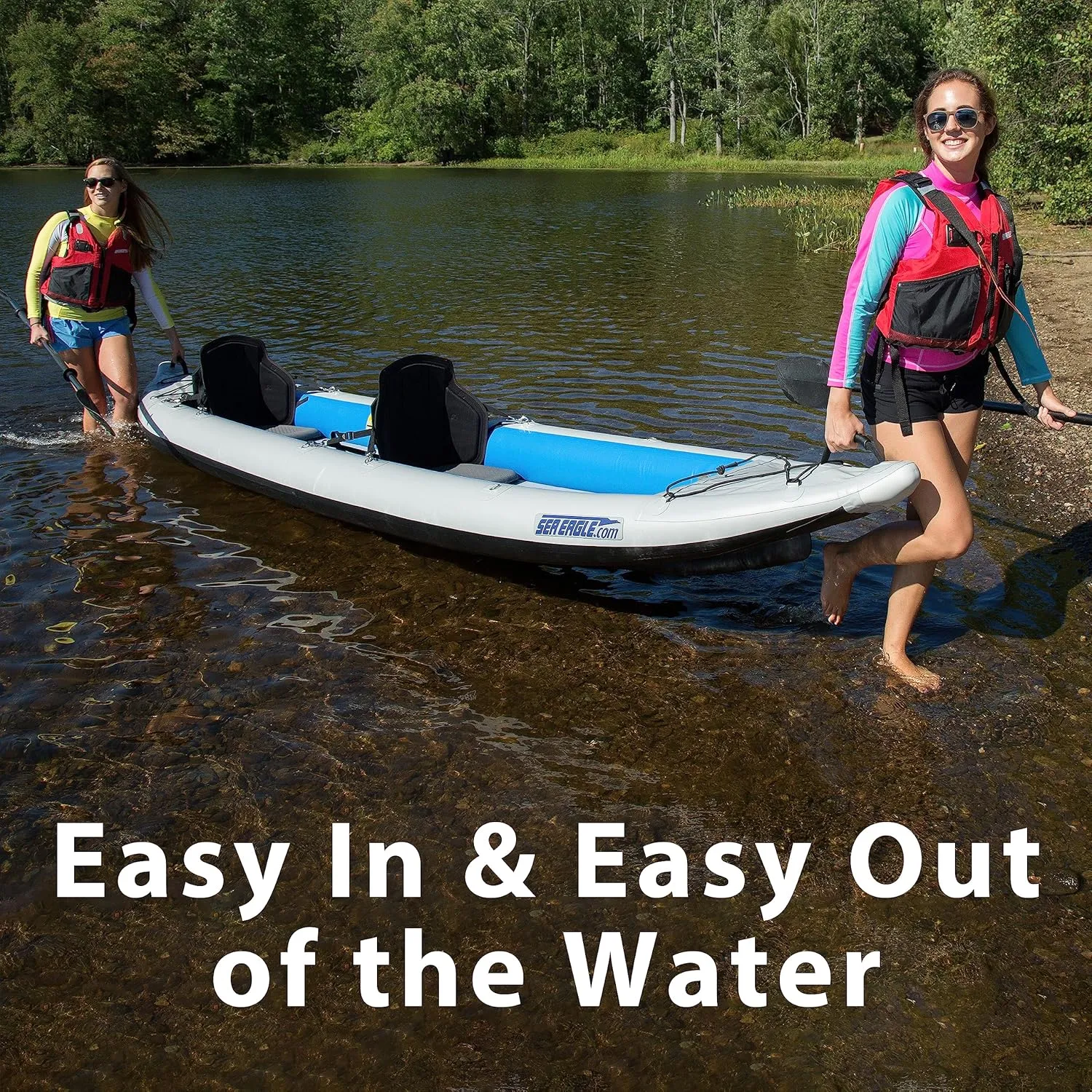 Sea Eagle 465FT FastTrack Inflatable Kayak 15'3" 1-3 Person Touring Kayak, Rigid External keel, Smoother Paddling Experience, Light Weight