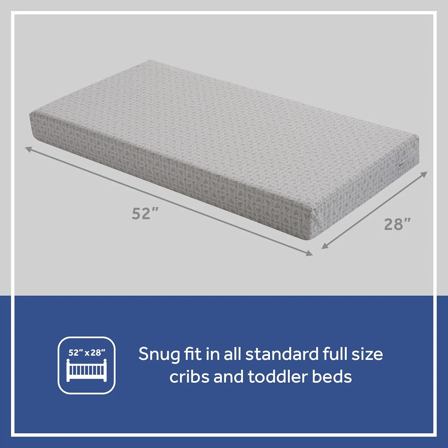 Sealy Butterfly 2-Stage Dual Firm Antibacterial Foam Baby Crib Mattress & Toddler Bed Mattress, Hypoallergenic Waterproof Memory Foam Crib Mattress, GREENGUARD GOLD Certified,Made in USA,52"x28",White