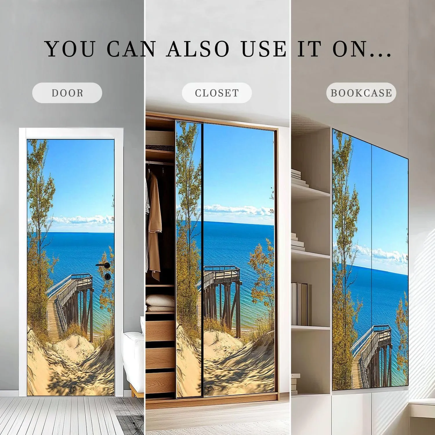 Self Adhesive Vinyl Refrigerator Wrap Set Sleeping Bear Dunes National Overlook Self Stick Door Mural Sticker Removable Refrigerator Wrap Decal Kitchen Bar Decor