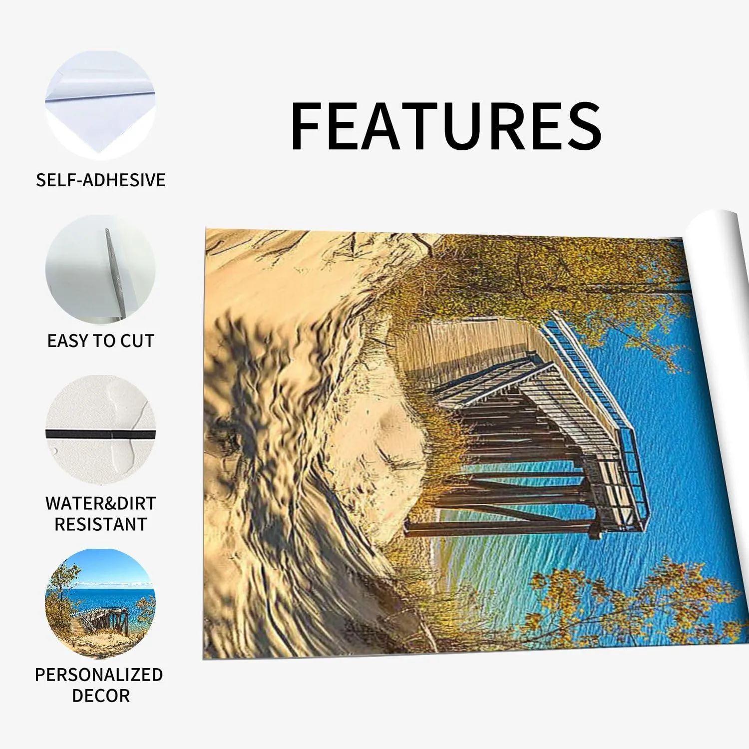 Self Adhesive Vinyl Refrigerator Wrap Set Sleeping Bear Dunes National Overlook Self Stick Door Mural Sticker Removable Refrigerator Wrap Decal Kitchen Bar Decor