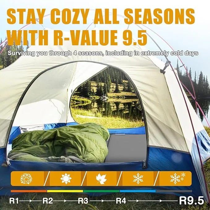 Self Inflating Sleeping Pad with Electric Pump, 3.14" Ultra-Thick Memory Foam Camping Mattress Pad with Pillow Fast Inflating in 30s,9.5 R-Value Insulated Camping Pad for Camping Car Travel Tent,Grey